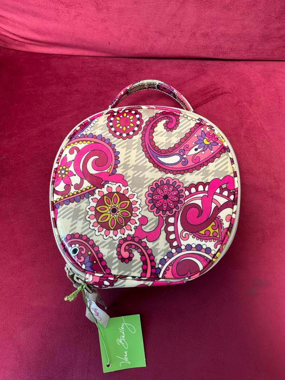 Vera Bradley Paisley Meets Plaid Hatbox Cosmetic Travel Case